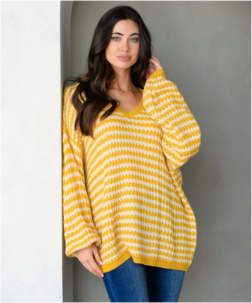 Long Sleeve V-Neck Yellow Sweater