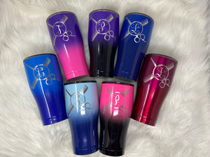 ombre, monogram,  powder coated tumblers for hair stylist