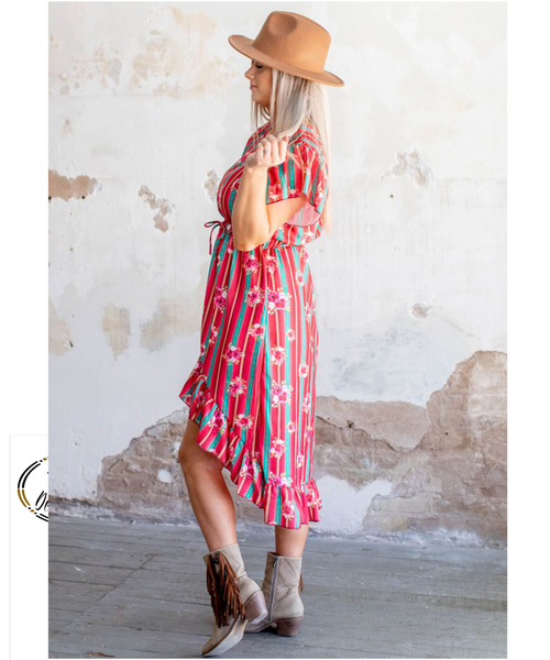 Floral Serape Hi Lo Maxi Dress Lucky & Blessed