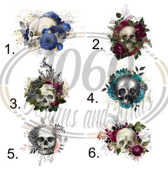 Floral Skull Gothic tumbler, Dia de los Muertos, Day of the Dead