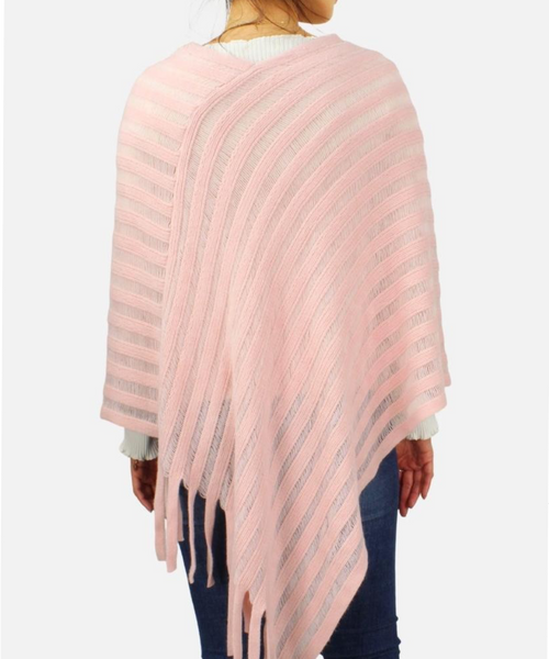Pink Poncho with Fringe