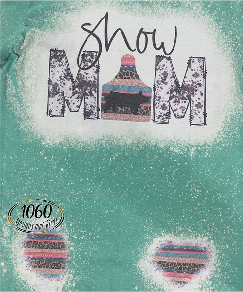 Show Mom Bleached Tee with Serape Details