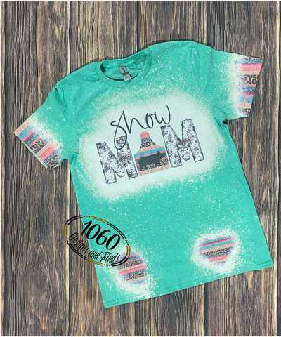 Show Mom Bleached Tee with Serape Details